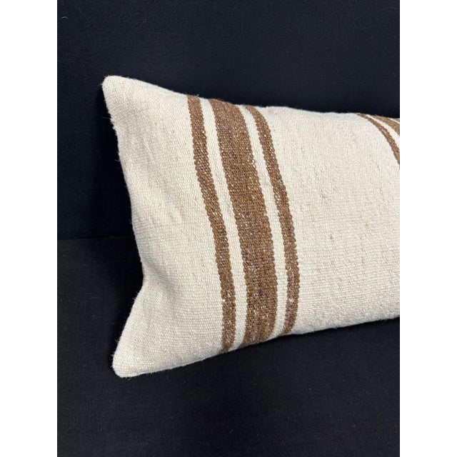 Turkish Hemp Pillow Cushion Natural Beige Brown Cushion Cover 14"x40" #30494 Enhance your home decor with our Kilim Pillow...