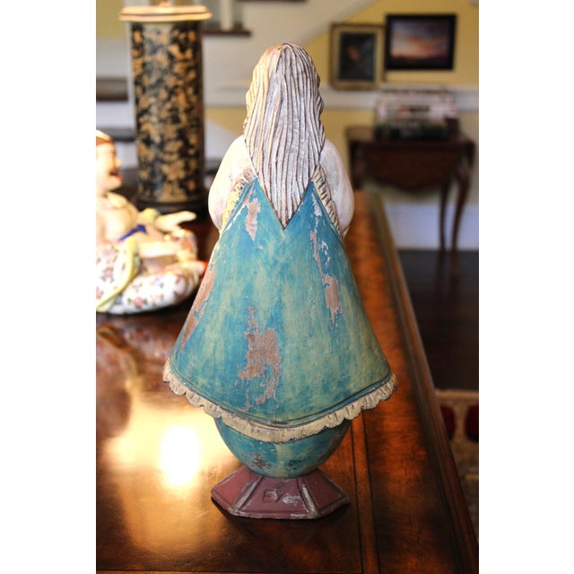 Wood Antique VTG Hand Carved Wooden Santo, Spanish Colonial Folk Art, 17.5" Tall For Sale - Image 7 of 9