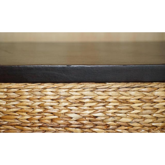 Vintage Wicker Linen Storage Trunks Seats with Wood Tops, Set of 2 For Sale - Image 5 of 18