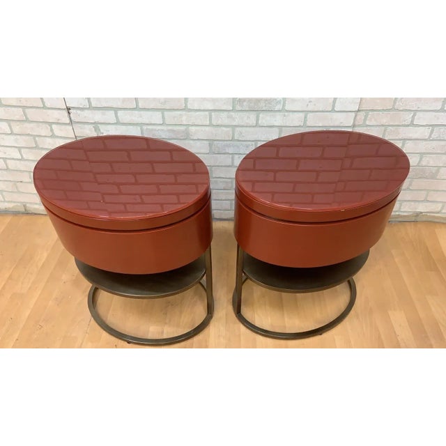 Wood Vintage Contemporary Custom Designed Oval Side Tables - Pair For Sale - Image 7 of 8