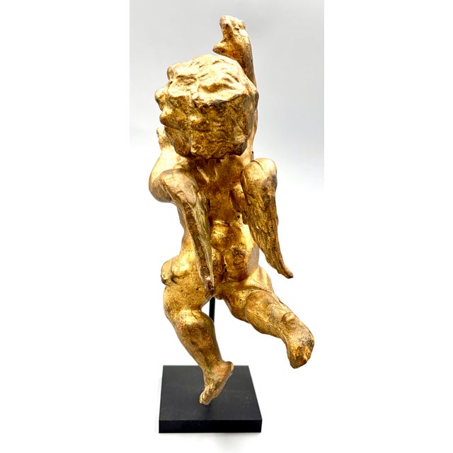 Antique French Giltwood Cherub Putti Sculpture Fragment For Sale - Image 4 of 12