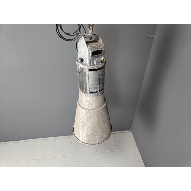 Large Industrial Pendant Lamp by Mazda, 1950s, in Worn conditions. Designed 1950 to 1959 This piece has an attribution...