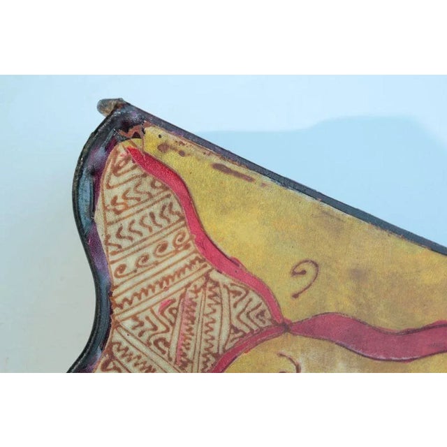Vintage Moroccan Berber Hand-Painted Hide and Iron Fan-Form Wall Sconce, 1980 For Sale - Image 11 of 14