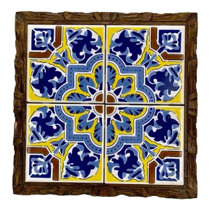 Vintage Spanish Mission Porcelain Tile Kitchen Counter Trivet Tray