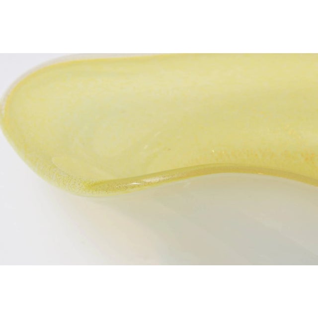 Vintage Murano Seguso Large Sculptural Glass Bowl With Gold Aventurine Purple and Yellow For Sale - Image 10 of 11