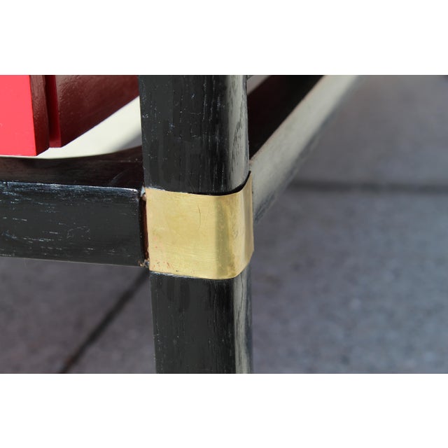 Mid-Century Modern Asian-Inspired Coffee Table by Michael Taylor Style for Baker – 1960s Red Drawer Butternut & Teak Accent Table For Sale - Image 14 of 17