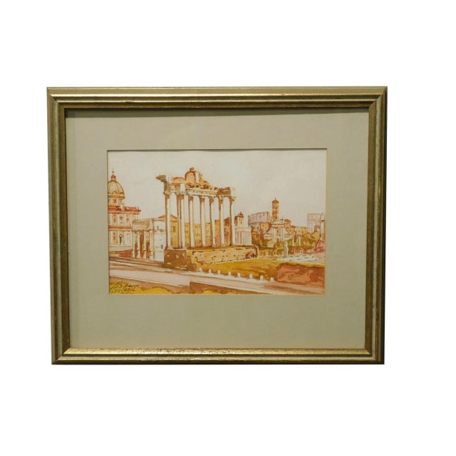 Vintage Roman Ruins Watercolor Painting Signed Bollazzi For Sale - Image 13 of 13