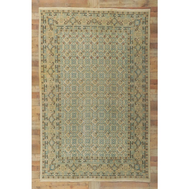 Beige Antique Persian Mashhad Rug - 06'03 X 09'08 For Sale - Image 8 of 9
