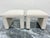 Pair of newly upholstered waterfall stools with natural linen and poly blend high end fabric. Stools are original from the...