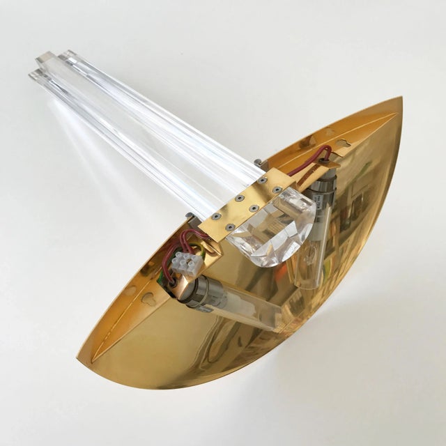 Brass and Acrylic Glass Wall Lights, 1980s, Set of 3 For Sale - Image 10 of 13