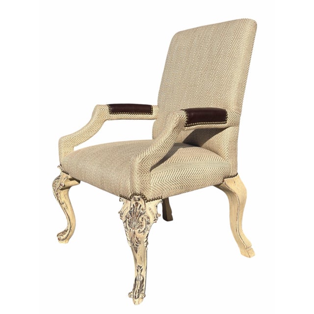 Rococo Nancy Corzine Rococo Style Painted Giltwood Fauteuil Arm Chair - 1 of 4 For Sale - Image 3 of 5