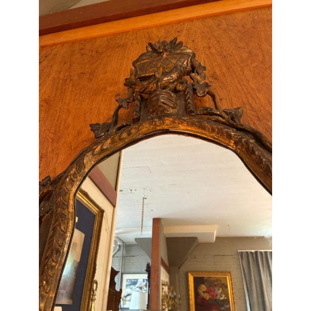 Antique Italian Hand-Carved Gilt Wood Mirror in the Baroque Style For Sale - Image 9 of 12