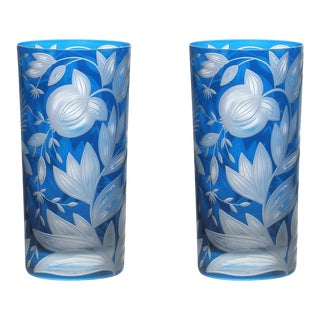 Verdure Highball Glasses Azure - a Pair For Sale