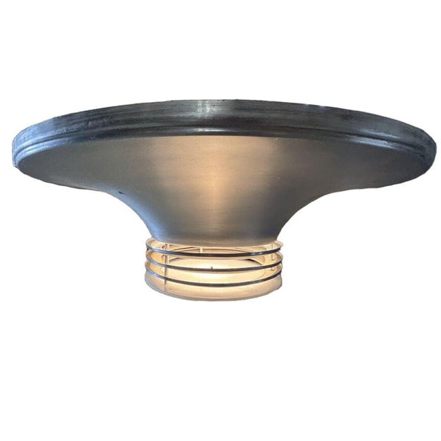 Metal 1930s Art Deco Machine Age Spun Aluminum 30.5" 4 Ring Pendant Light, 5 Available For Sale - Image 7 of 8