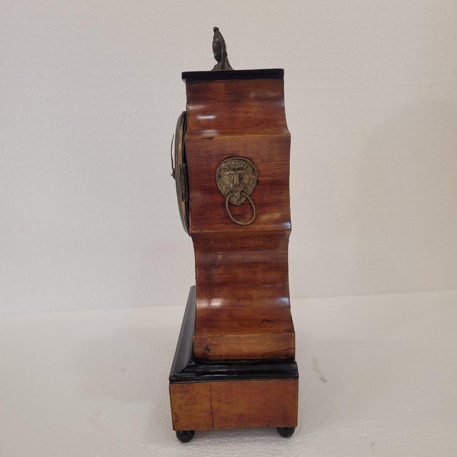 Biedermeier Mantel Clock in Wood with Double Chime, Germany, 1840 For Sale - Image 6 of 18
