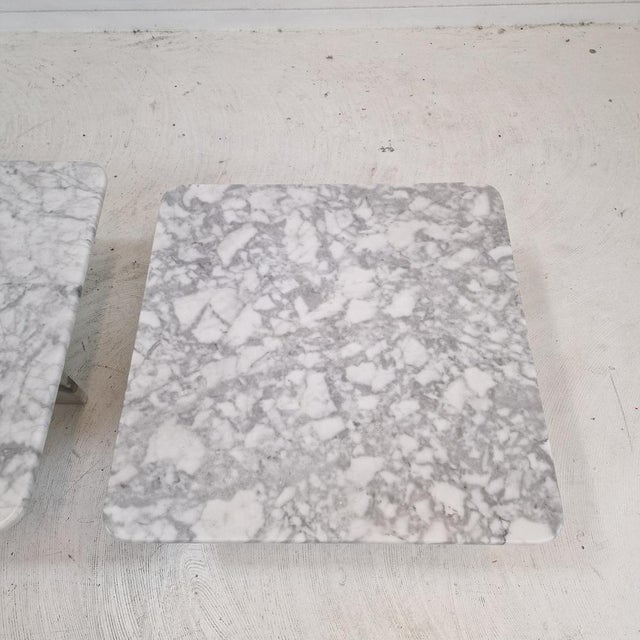 Italian Bianco Carrara Marble Coffee or Side Tables, 1980s, Set of 3 For Sale - Image 11 of 15