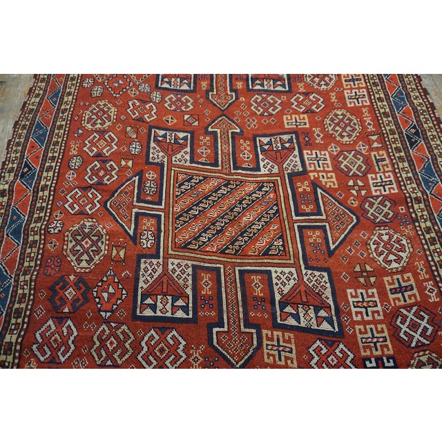 Charming Old Persian Quchan Kordi Rug With Red Background Color a Geometric Design For Sale - Image 10 of 12
