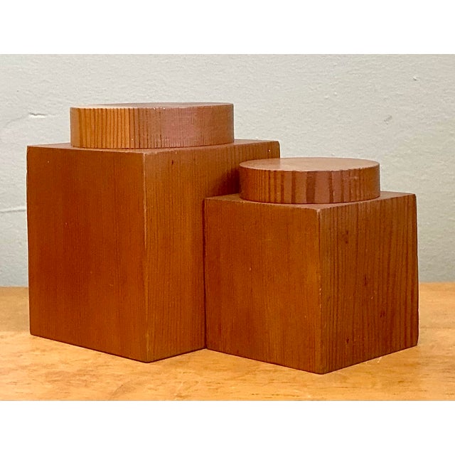 Vintage Square Wood Storage Boxes - Set of 2 For Sale - Image 12 of 12