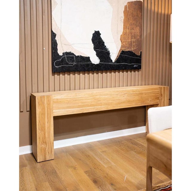 The rustic console table brings a simple, modern look to your entryway or living room. Made from solid teak with a...