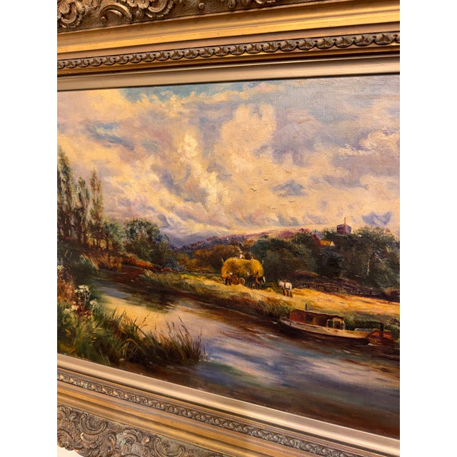 Wood Early 20th Century Oil on Canvas "Over the River" For Sale - Image 7 of 10