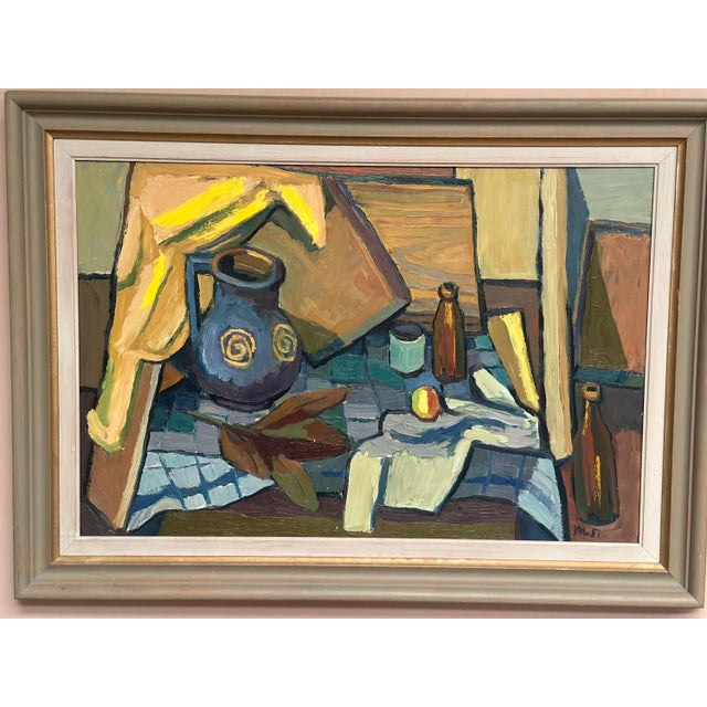 Martin Lindberg, Still Life with Jug and Bottles, 1951, Oil Painting on Panel, Framed For Sale - Image 11 of 18
