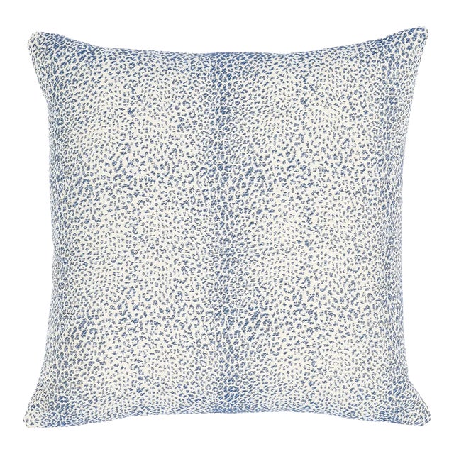 Schumacher Mini Leopard Indoor/Outdoor 20" Pillow in Navy For Sale