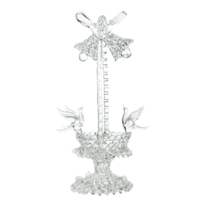Late 20th Century Hand Blown Two Doves Love Birds Siting on Tall Basket Art Glass / Cake Topper