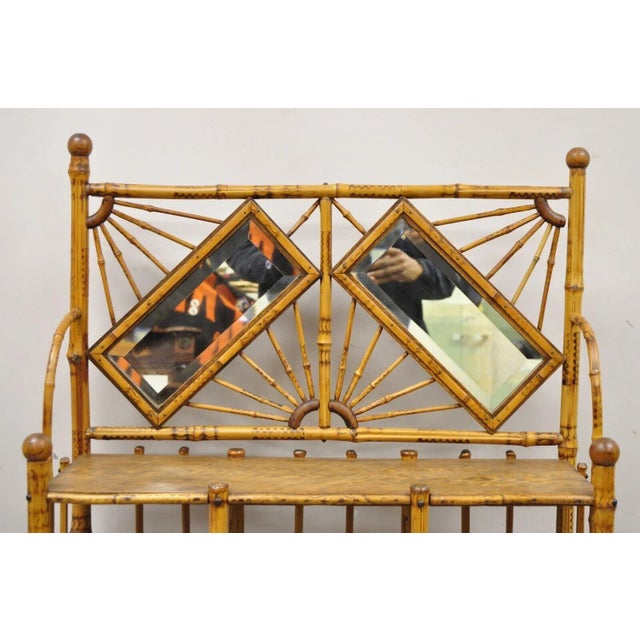 Victorian 19th C English Victorian Bamboo Stick and Ball Curio Shelf Etagere With Mirror For Sale - Image 3 of 13