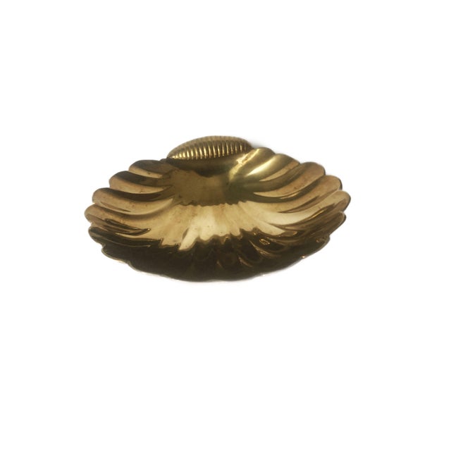 Boho Chic 1970s Brass Shell Decorative Bowl Key or Change Catch-All Vintage Accent Piece For Sale - Image 3 of 6
