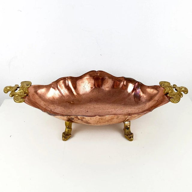 Italian Copper Dish with Brass Handles with Footed Bowl, 1930s For Sale - Image 11 of 11