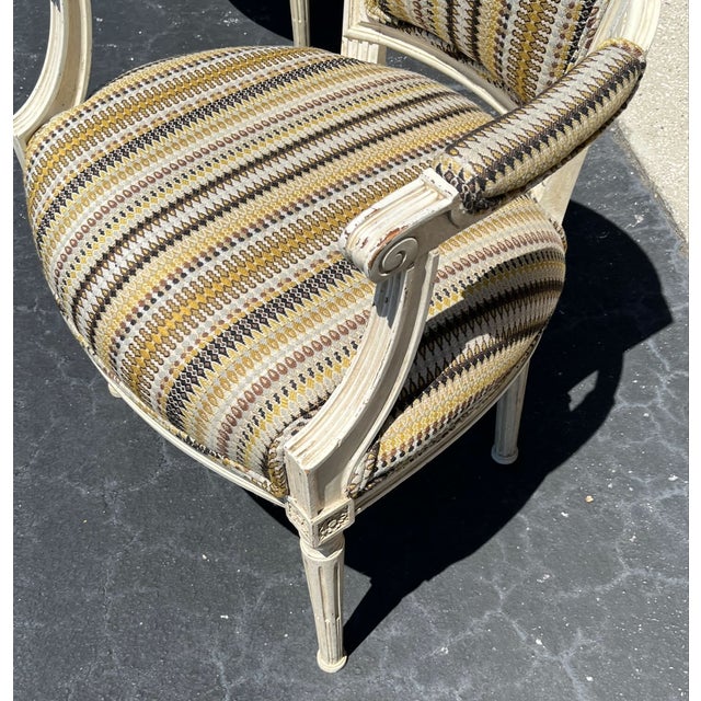 Early 20th Century Pair of Louis XVI Style Cabriolet Chairs. Hand Carved, Painted. For Sale - Image 15 of 18
