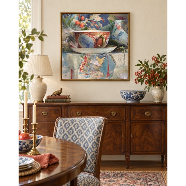Victorian 1876 Vintage Teacup Still Life Art Print, Japanese-Inspired Wall Art by Samuel Colman - 28" X 28" For Sale - Image 3 of 8