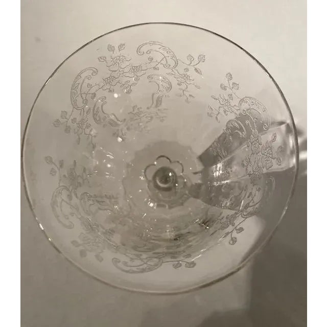 Mid 20th Century Vintage Fostoria Meadow Rose Crystal Water Goblets- Set of 3 For Sale - Image 5 of 8
