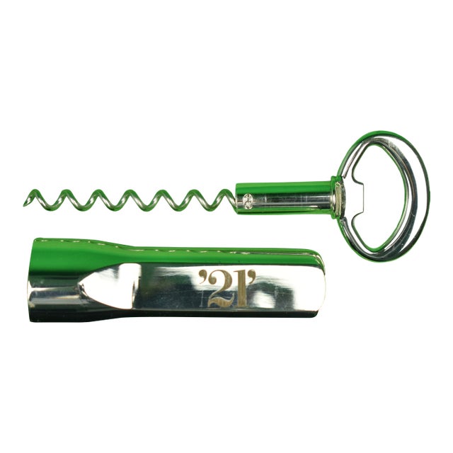 The "21" Club Chrome Cork Screw & Bottle Opener For Sale
