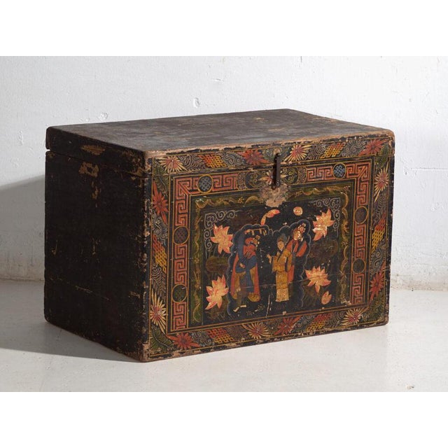 Antique Chinese Painted Trunk For Sale - Image 10 of 10