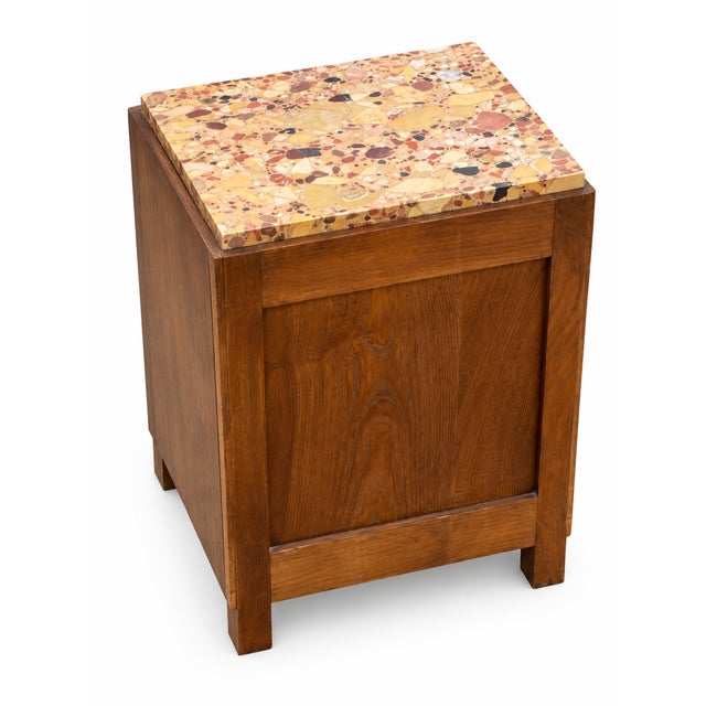 Art Deco Walnut Dressing Table Set with Marble Top and Bedside Table, 1930s, Set of 2 For Sale - Image 11 of 15