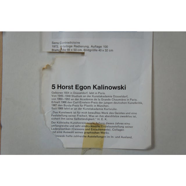 Transparent 1969 Horst Egon Kalinowski "Sens Contradictoire" Colored Etching 7/100 For Sale - Image 8 of 13