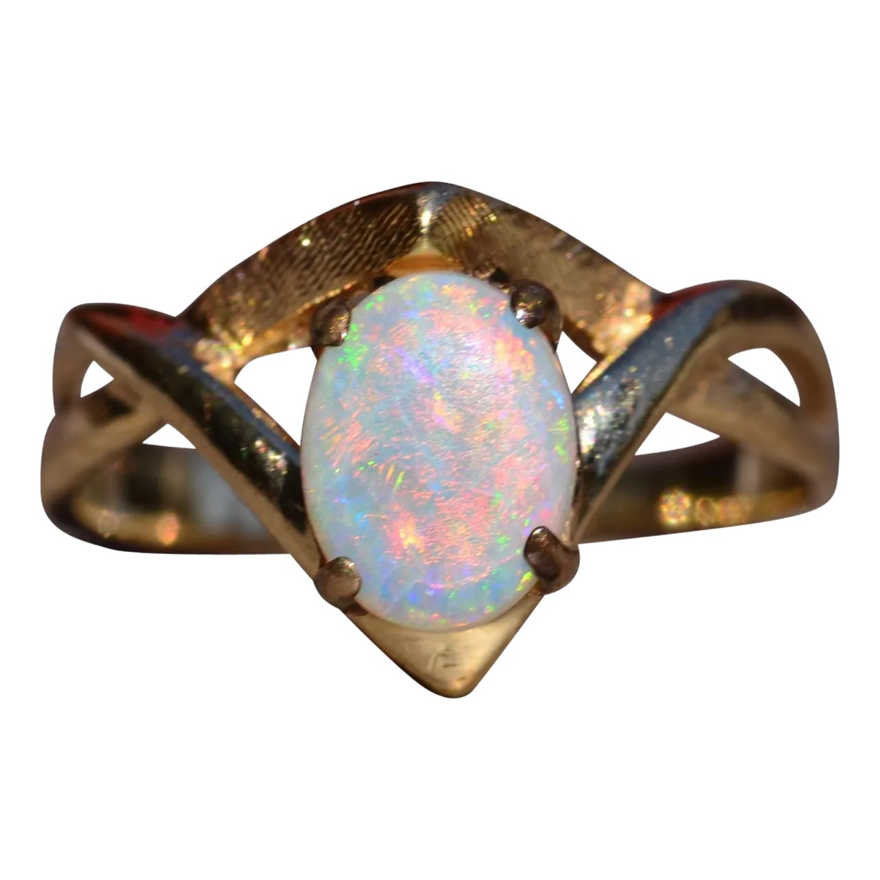 The Monterey: Australian Opal Ring In Yellow Gold | Chairish