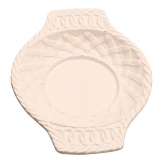 Vintage White Ceramic Weaved Medium Sized Catch All Dish Italian For Sale