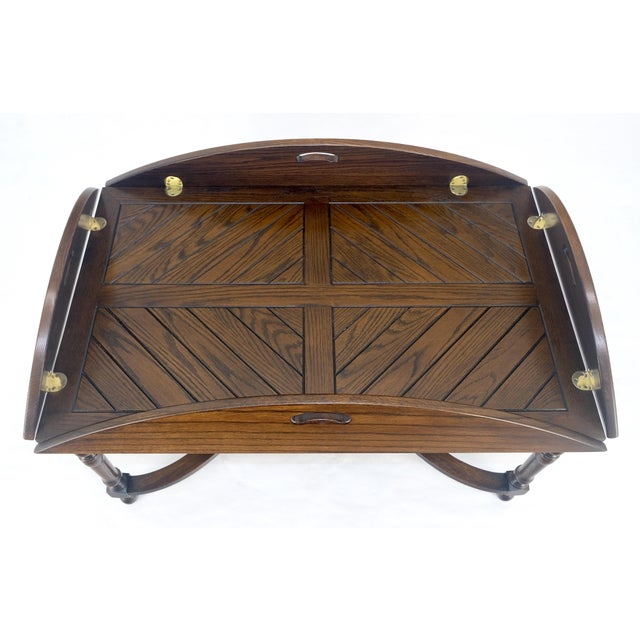 Spanish Colonial Turned Legs Drop Leaves Butlers Tray Coffee Table MINT For Sale - Image 6 of 13