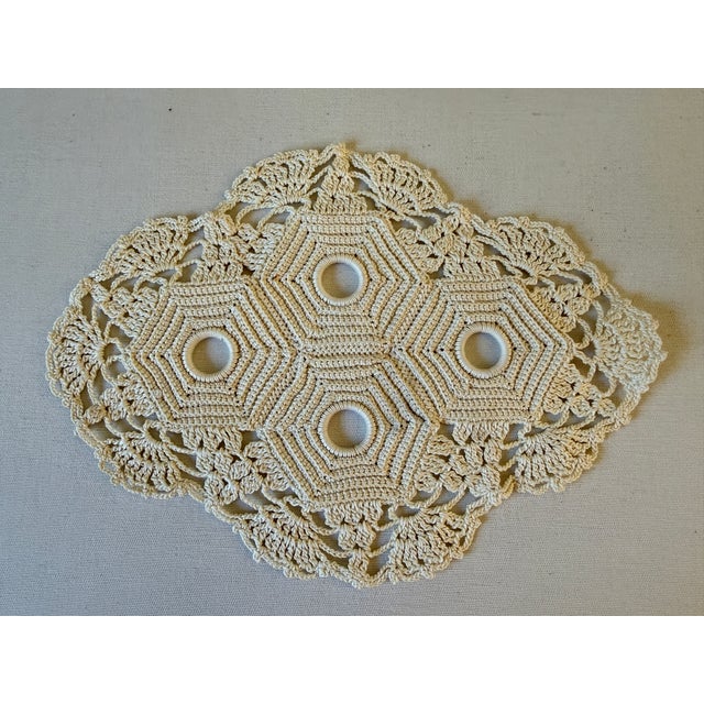 Vintage Hand Made Crocheted and/or Tatted Doilies, Set of 4. Not an expert, but believe the square one with the stars in...