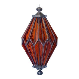 Mexican Handmade Arnett Amber Glass Pendant Light For Sale
