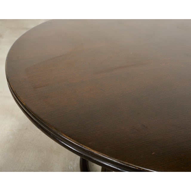 McGuire Midcentury Organic Modern Round Oak Rattan Dining Table For Sale - Image 10 of 15