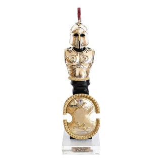 Vintage Italian Sterling Silver 925 Greek Corinthian Armor Figurine with Stand by Etruria Arte, Argento, 1980s For Sale