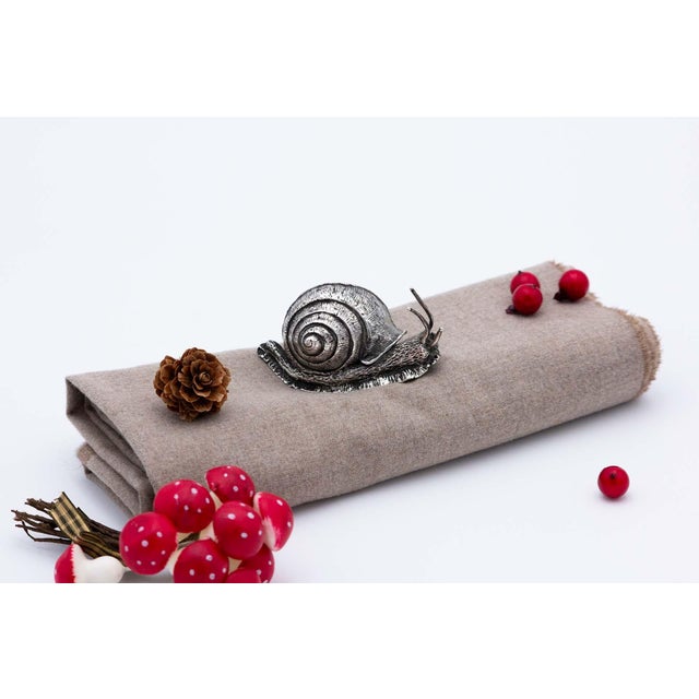 Perfect Silver Snail with Green Stone For Sale - Image 6 of 6