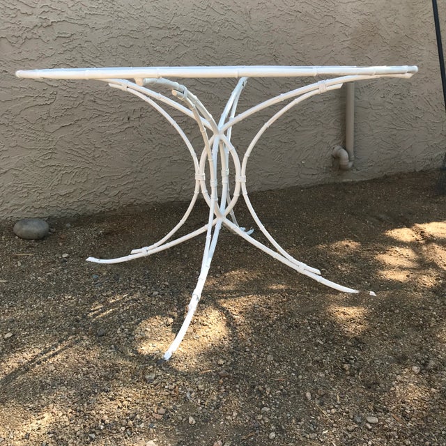 Metal 1950s Metal Faux Bamboo Glass Patio Dining Table For Sale - Image 7 of 9