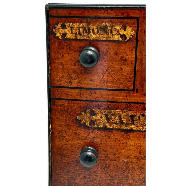 Wood Authentic Antique Mahogany Apothecary Shop Medicinal Drawer Front Now for Wall Decoration - Very Early 19th Century For Sale - Image 7 of 18