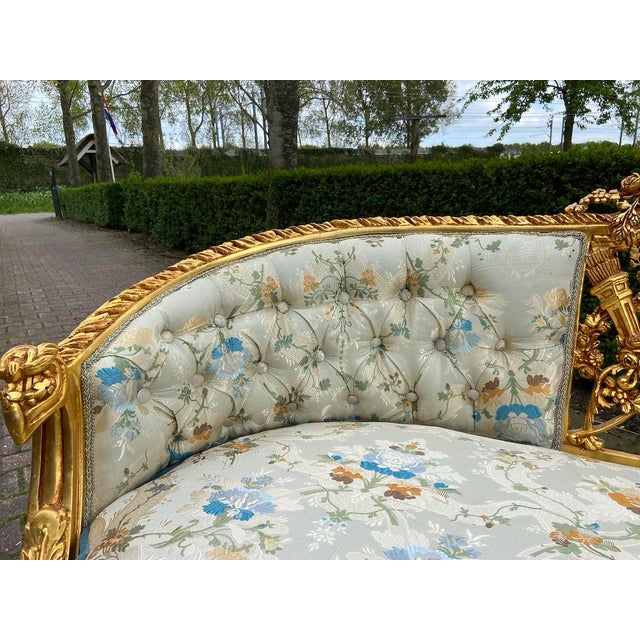 Late20C French Maker Louis XVI Gold Beech Settee - 1 Pc For Sale - Image 11 of 12