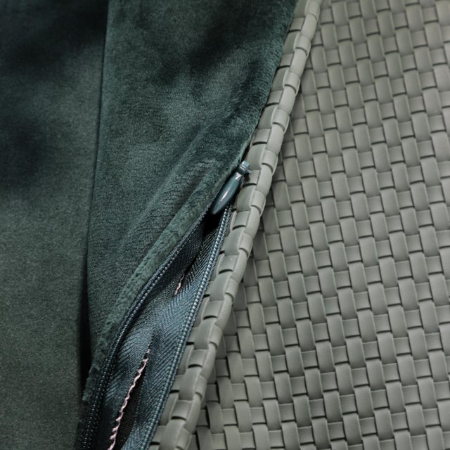 Textile 20x20" Woven Faux Leather Cushion Cover - Emerald Green For Sale - Image 7 of 9