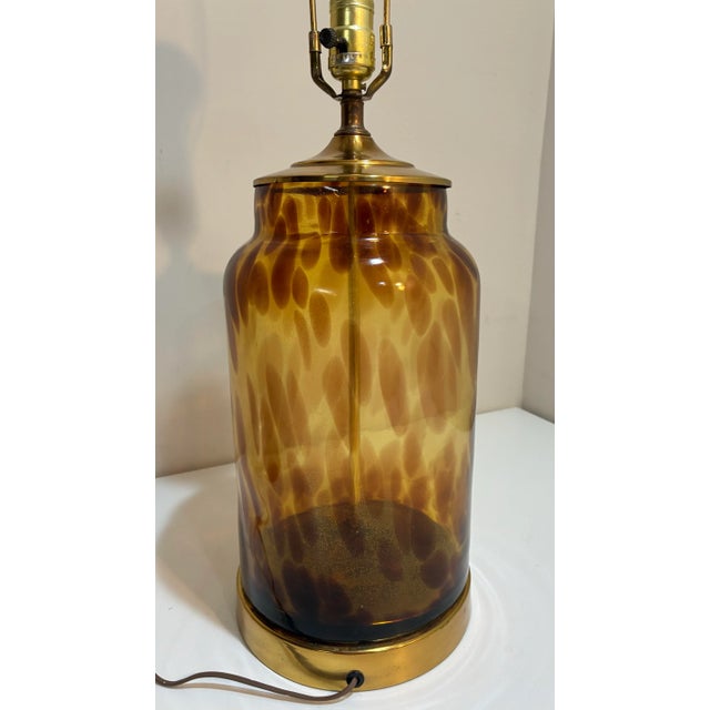 Metal Vintage Tortoiseshell Italian Art Glass Table Lamp — Hollywood Regency Style For Sale - Image 7 of 12